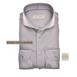 John Miller Extra Long Sleeve Uni Color Tricot Overhemd Midden Grijs