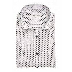 John Miller Fantasy Diamond Pattern Wide-Spread Collar Cotton Stretch Overhemd Navy