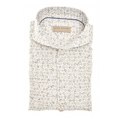 John Miller Fantasy Subtle Floral Linnen Cotton Overhemd Licht Groen
