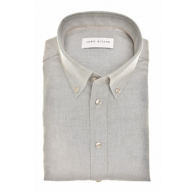 John Miller Faux-Uni Button-Down Cotton Oxford Overhemd Midden Groen