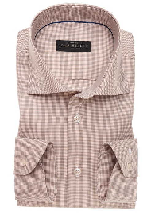 John Miller Fine Contrast Cotton Stretch Overhemd Bruin