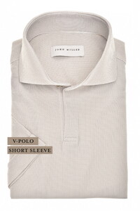 John Miller Fine Pattern V-Neck Short Sleeve Hyperstretch Poloshirt Light Grey