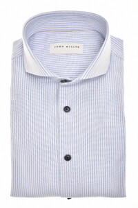 John Miller Fine Stripe Cutaway Oxford Overhemd Licht Blauw