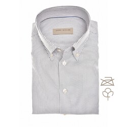 John Miller Fine Striped Button-Down Cotton Non-Iron Overhemd Donker Bruin