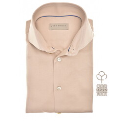 John Miller Fine Tricot Cotton Stretch Overhemd Licht Bruin