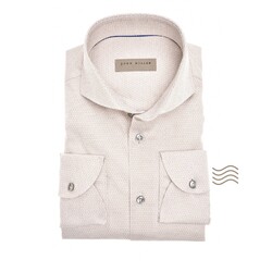 John Miller Hexagonal Pattern Tailored Fit Overhemd Zand