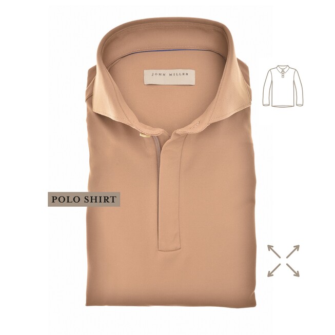 John Miller Hyperstretch Performance Zipper Polo Midden Bruin