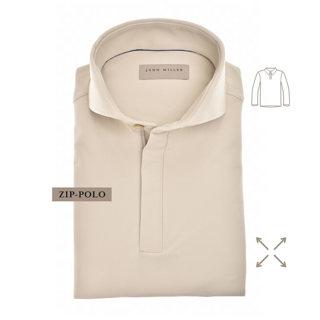 John Miller Hyperstretch Performance Zipper Polo Sandy