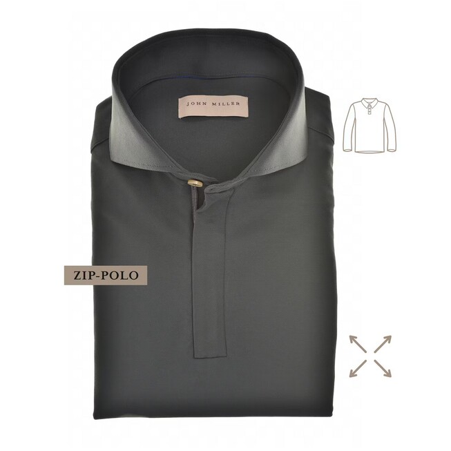 John Miller Hyperstretch Performance Zipper Poloshirt Dark Green Melange