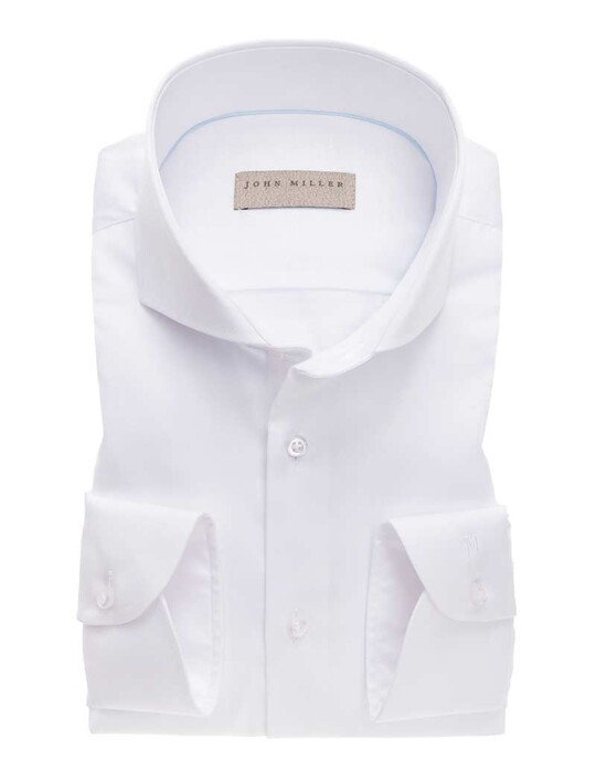 John Miller Knitted Back Non-Iron Shirt Overhemd Wit