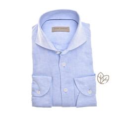 John Miller Linen Weave Slim Fit Overhemd Licht Blauw