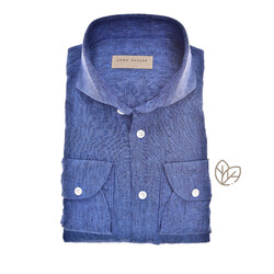 John Miller Linen Weave Slim Fit Shirt Dark Evening Blue