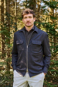 John Miller Long Sleeve Double Chest Pocket Stretch Check Pattern Overshirt Donker Bruin