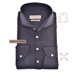 John Miller Long Sleeve Slim Stretch Polo Donker Blauw