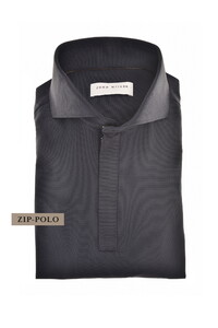John Miller Long Sleeve Slim Zip Collar Hyperstretch Poloshirt Navy
