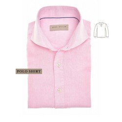 John Miller Loose Fit Cutaway Collar Linen Cotton Blend Poloshirt Pink