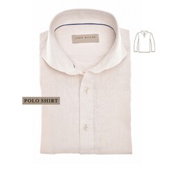 John Miller Loose Fit Cutaway Collar Linnen Cotton Blend Polo Sandy
