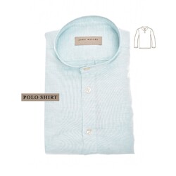 John Miller Loose Long Sleeve Cotton Linnen Blend Polo Licht Groen