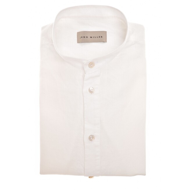 John Miller Loose Solid Color Cotton Linnen Overhemd Antiekwit