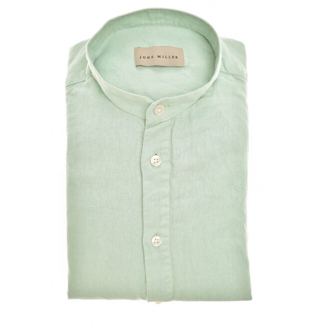 John Miller Loose Solid Color Cotton Linnen Overhemd Licht Groen