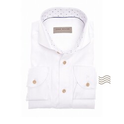 John Miller Luxury Cotton Two-Ply Subtle Contrast Overhemd Wit