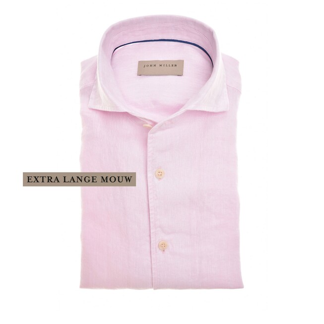 John Miller Luxury Linen Overhemd Licht Roze