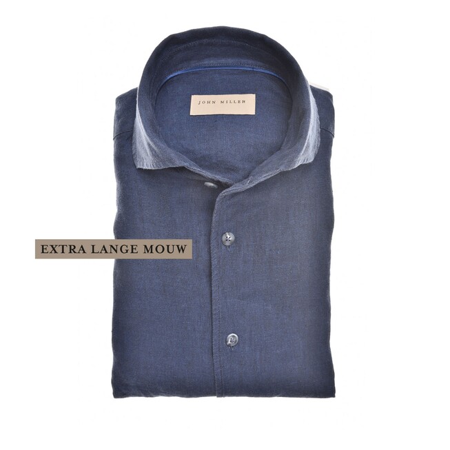 John Miller Luxury Linen Overhemd Navy
