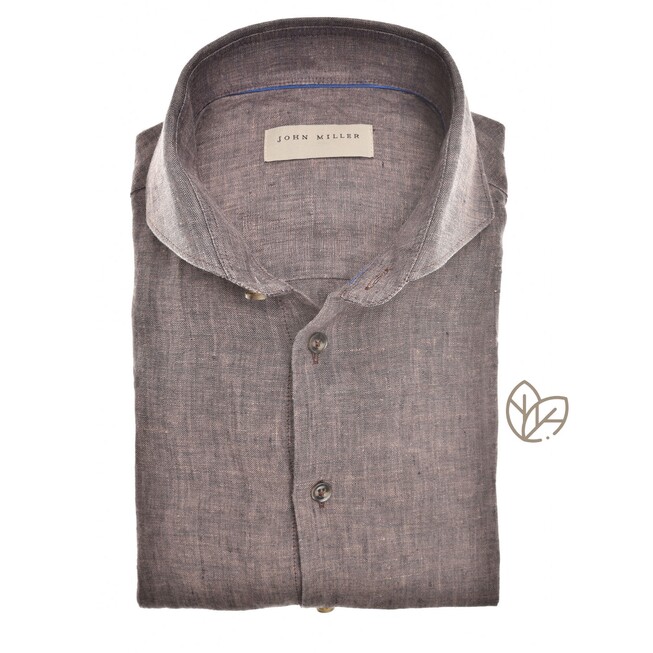 John Miller Luxury Pure Linen Overhemd Donker Bruin