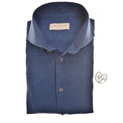 John Miller Luxury Pure Linen Shirt Dark Evening Blue