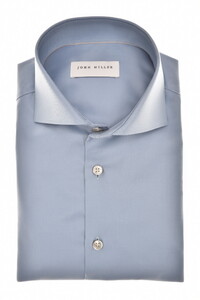 John Miller Luxury Solid Color Cotton Non-Iron Overhemd Midden Blauw