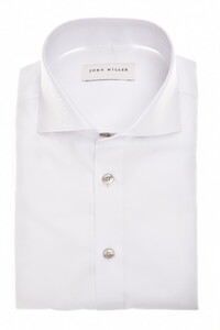 John Miller Luxury Solid Color Cotton Non-Iron Overhemd Wit
