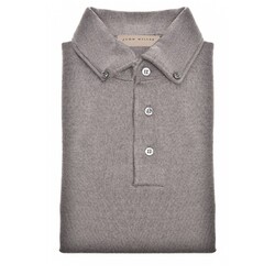 John Miller Merino Button-Down Polo Trui Midden Bruin