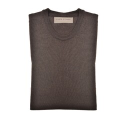 John Miller Merino R-Neck Trui Donker Bruin