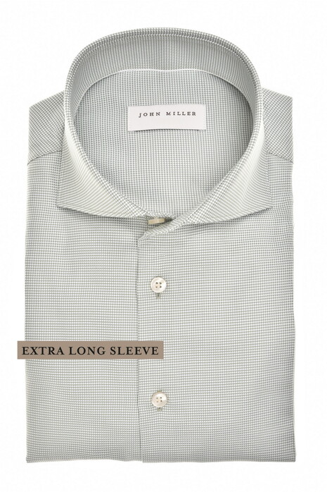 John Miller Micro Pattern Extra Long Sleeve Non-Iron Cotton Overhemd Groen
