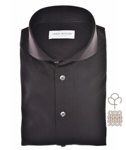 John Miller Natural Comfort Knitted Organic Cotton Shirt Dark Brown Melange