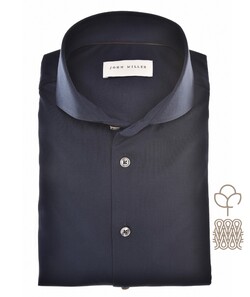 John Miller Natural Comfort Knitted Organic Cotton Shirt Dark Evening Blue
