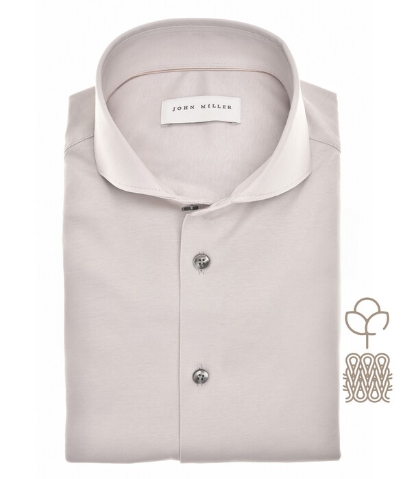 John Miller Natural Comfort Knitted Organic Cotton Shirt Light Grey