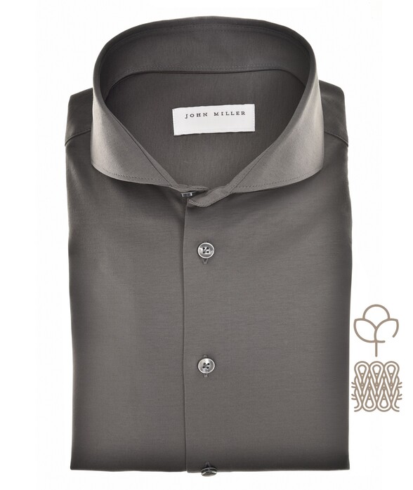 John Miller Natural Comfort Knitted Organic Cotton Shirt Overhemd Donker Groen