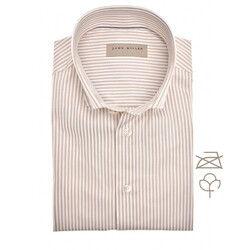 John Miller Non-Iron Cotton Pinstripe Overhemd Licht Bruin