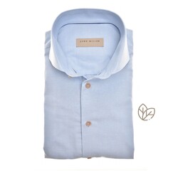 John Miller Organic Fabric Blend Uni Color Overhemd Licht Blauw