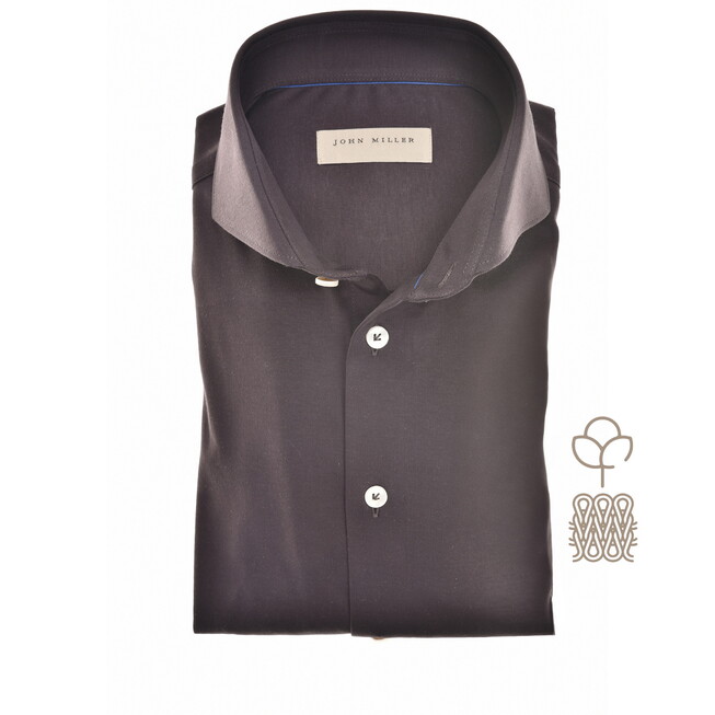 John Miller Plain Color Cotton Tricot Overhemd Donker Bruin
