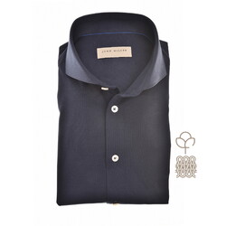 John Miller Plain Color Cotton Tricot Overhemd Navy
