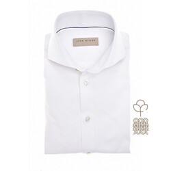 John Miller Plain Color Cotton Tricot Overhemd Wit