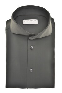 John Miller Plain Color Hyperstretch Cutaway Collar Overhemd Donker Groen Melange