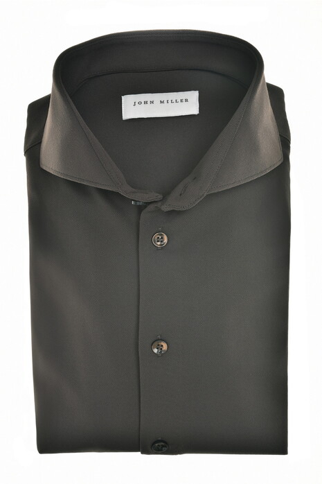 John Miller Plain Color Hyperstretch Cutaway Collar Overhemd Donker Groen