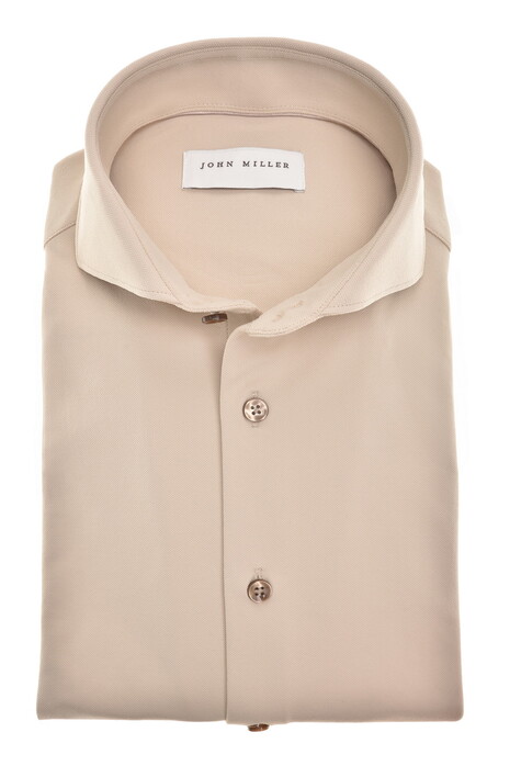 John Miller Plain Color Hyperstretch Cutaway Collar Overhemd Licht Bruin