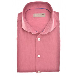 John Miller Plain Cotton-Linen Blend Overhemd Donker Roze