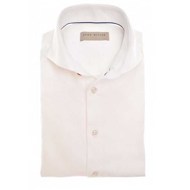 John Miller Plain Cotton-Linen Blend Shirt Antiekwit