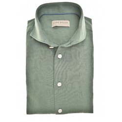 John Miller Plain Cotton-Linen Blend Shirt Dark Green