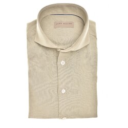 John Miller Plain Cotton-Linen Blend Shirt Light Brown